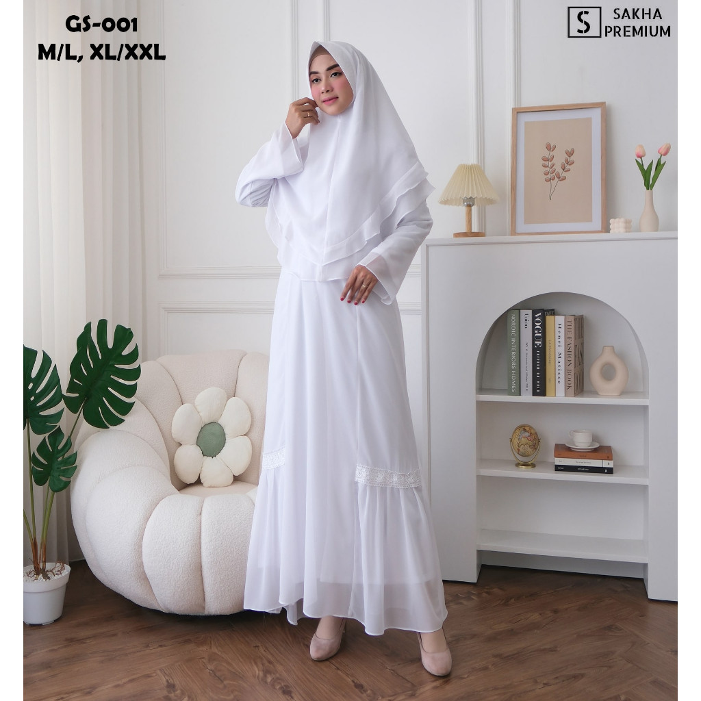 Sakhapremium.id - COD GAMIS Baju Gamis Putih Syar'i Wanita Gamis Putih Ceruti Jumbo Terlaris Baju Le