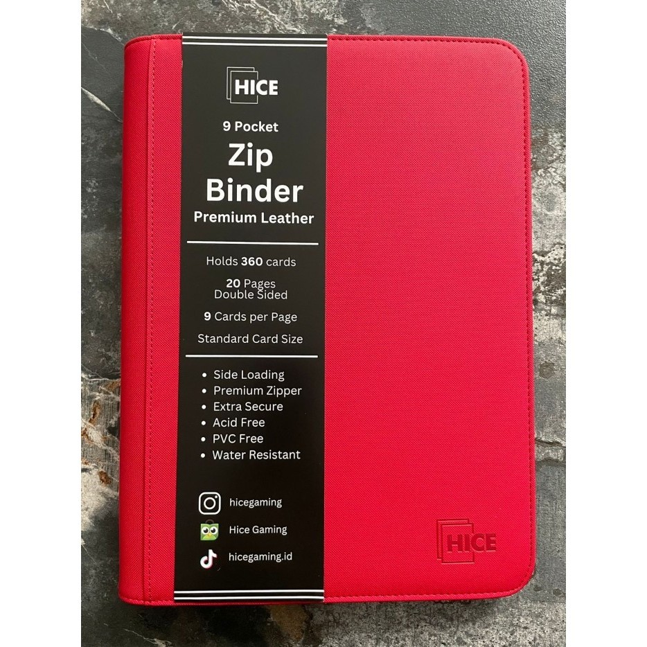 

[KUALITAS TERBAIK] HICE Premium Zip Album Card Binder 9 Pocket Binder Kartu Pokemon Magic - Merah