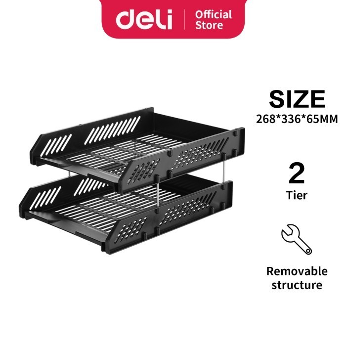 

[KUALITAS TETBAIK] Deli File Tray / Rak File Susun Bahan Plastik 2/3 Tingkat E920X - 2 Susun Hitam
