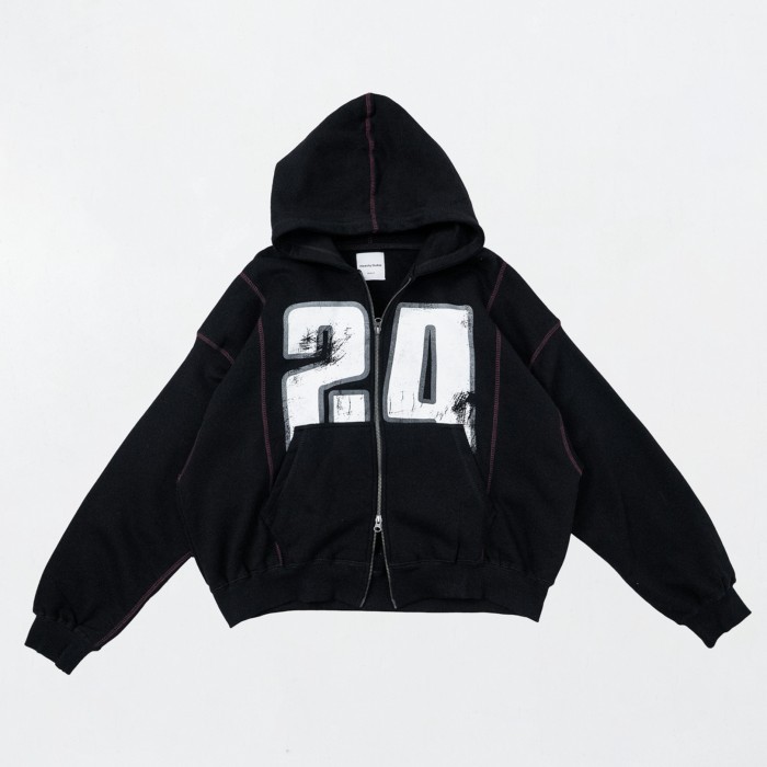 HIERARCHY STUDIOS TMTNW - Black Triumph Boxy Wide Oversized Double Zipper Hoodie