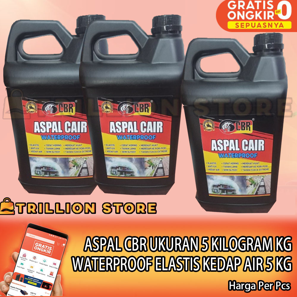 Aspal Ukuran 5 Kg Kilogram Cair Cbr Semi Glossy Tahan Uv Kedap Air Water Pengguna Jalanan Pembuatan 