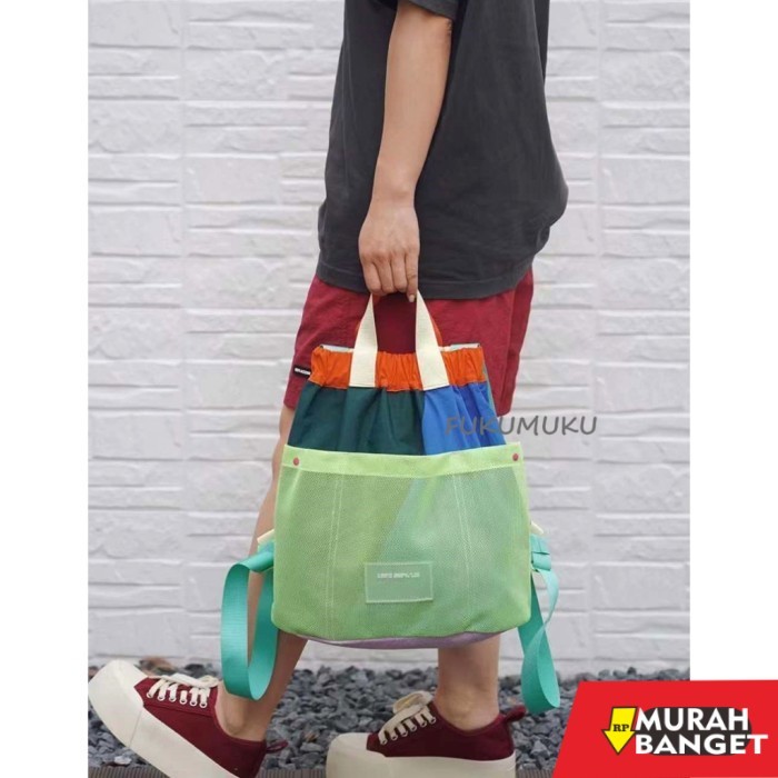 tas ransel wanita import Tas BT V Backpack Paneled / Tas Ransel Lipat Wanita Warna Warni - lime liac