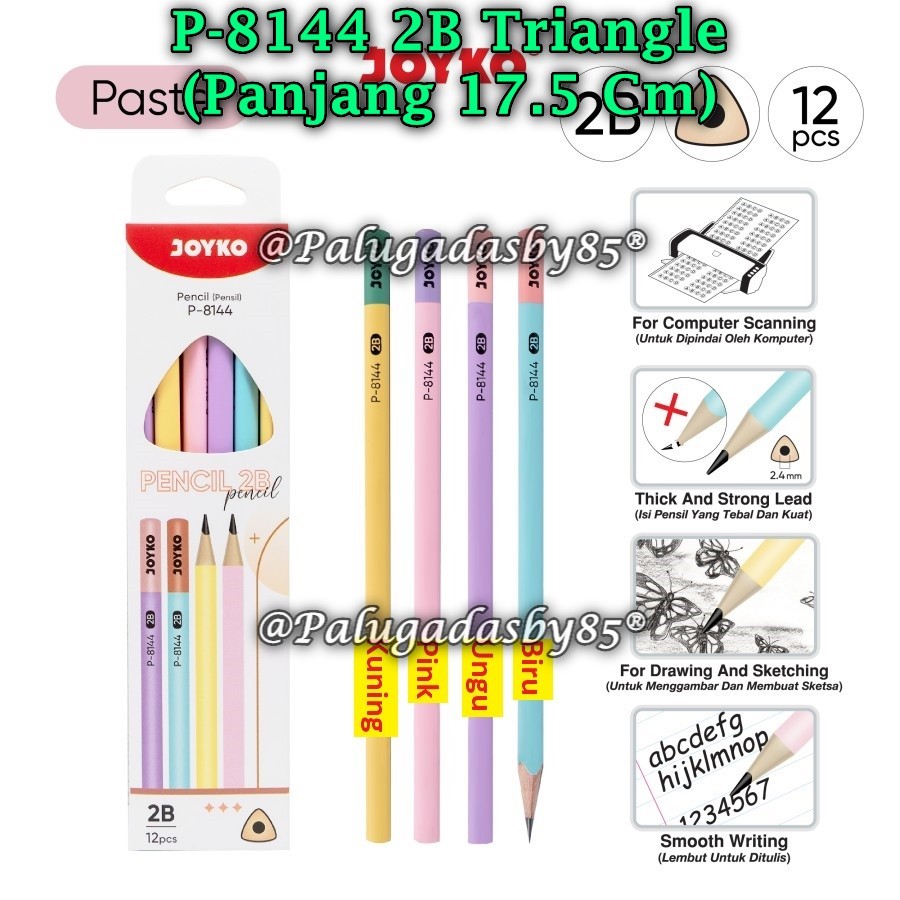

(1 Biji) Pensil JOYKO P-8144 2B BISA PILIH WARNA / Pencil Pensil Joyko P-8144 2B Triangle (1 Biji)
