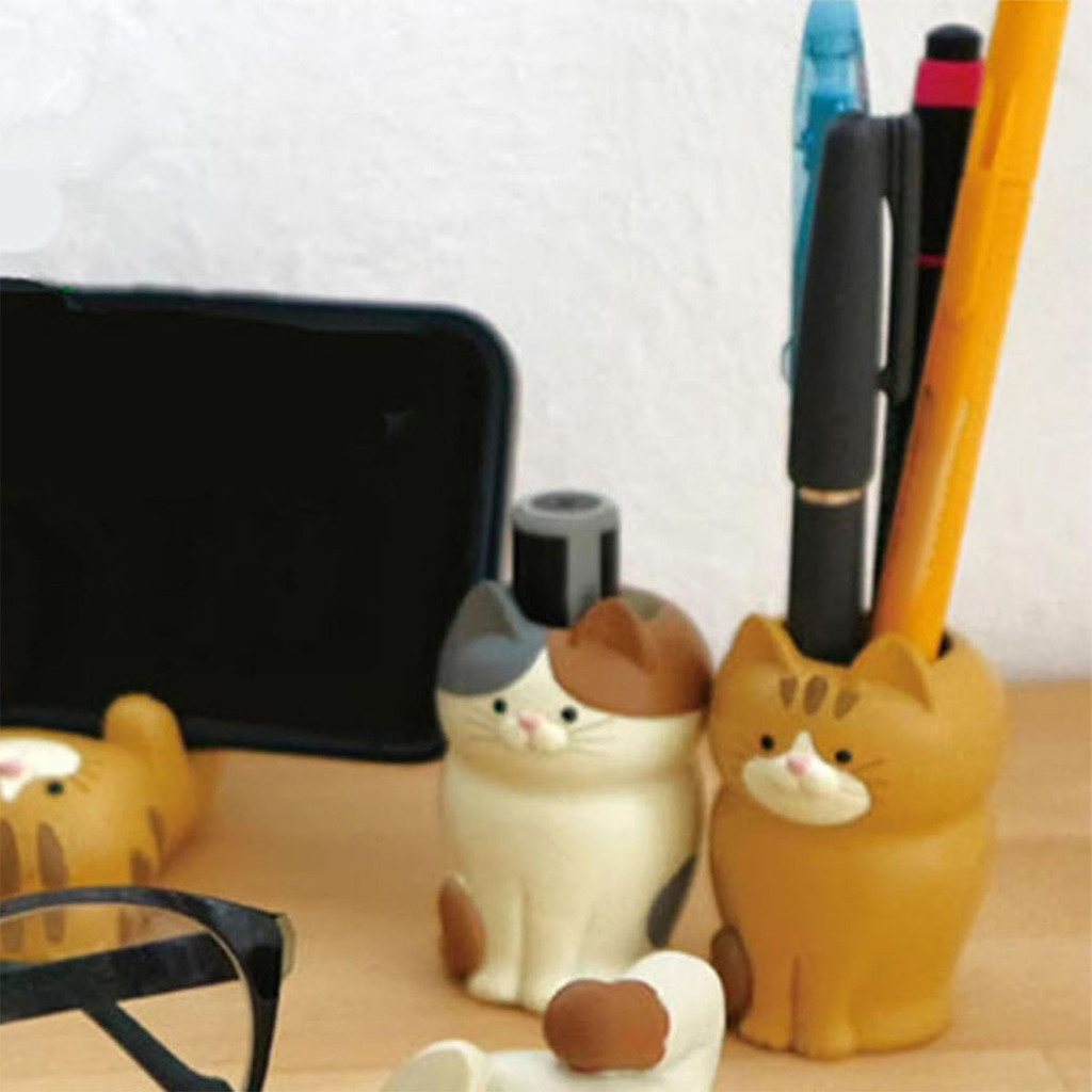 

Cat Pen Holder, Multifunctional Tablet Glasses Pencil Holder Cat Ornament Desk Organizer Accessories for Office Home Bracket