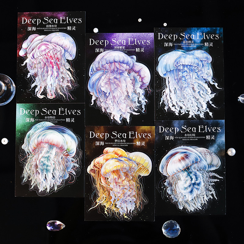 

12 pcs Jellyfish Theme PET Stickers pack Junk Journal Collage Decor Srapbooking material Planner Aesthetics Stationery Sticker
