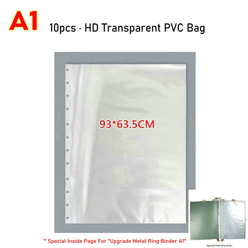 

Large File A1 Poster Binder Sleeves HD Transparent PVC Bag A1 Paper Organizer Clear File Bag Art Drawing Sheet Protector
