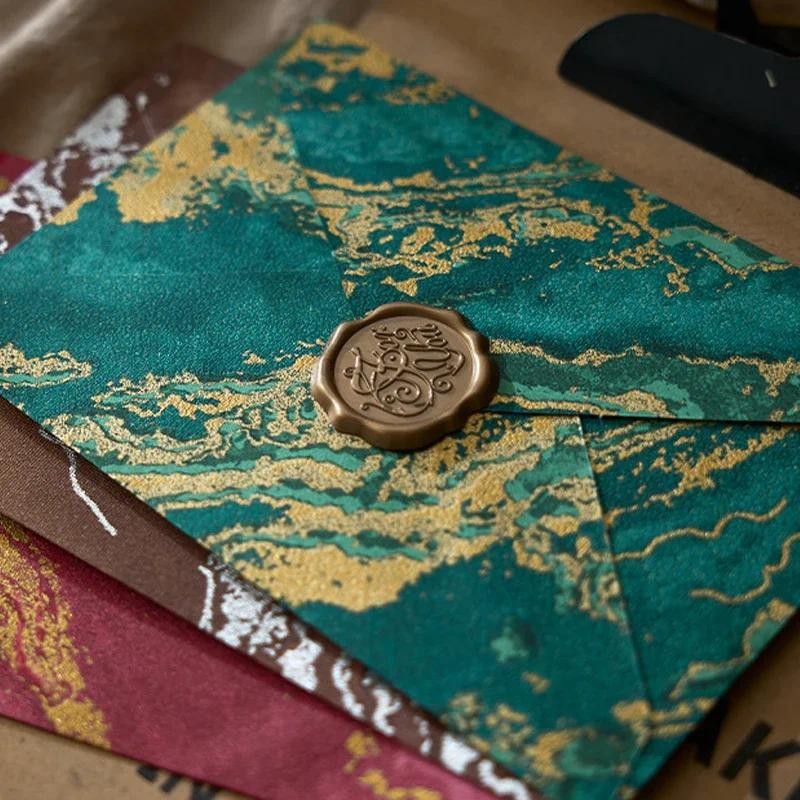 

5pcs Vintage Gilt Embossed Envelopes Set Letter Writing Cash Envelopes Wedding Invitation Card Cover Gift Wrap Korean Stationery
