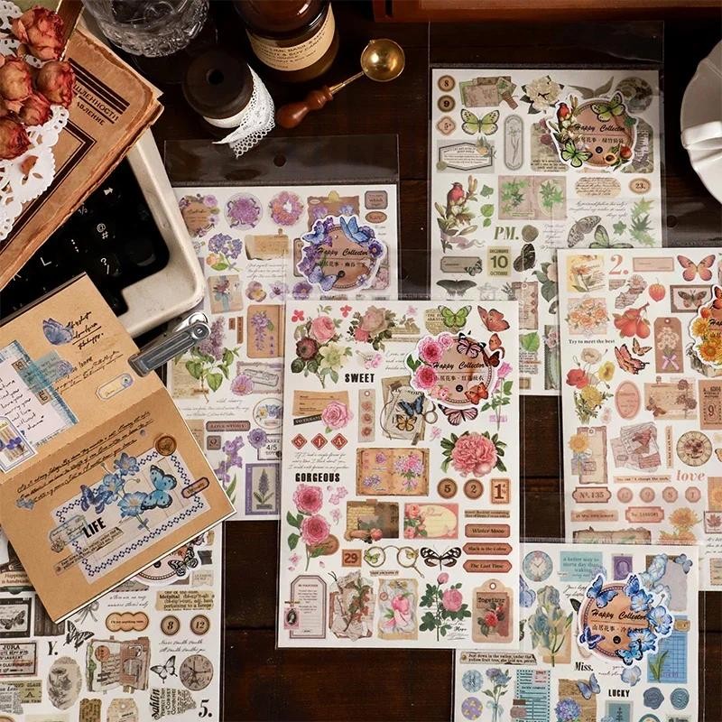 

Card Lover [Butterfly Garden Series] Vintage Journal Stickers Washi Paper Sticker Paper Scrapbooking Material Scrapbook Kit