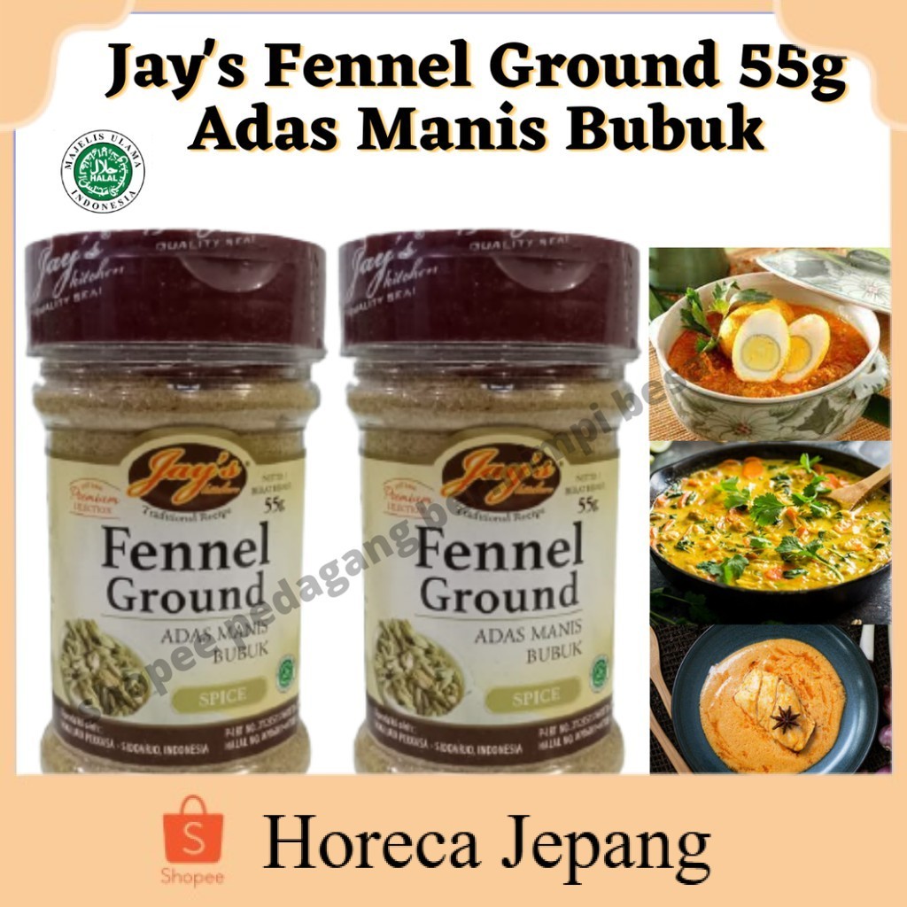 

Jay's Fennel Ground 55g/ Bubuk Adas Manis/ Bumbu Masak Rempah/ Jays