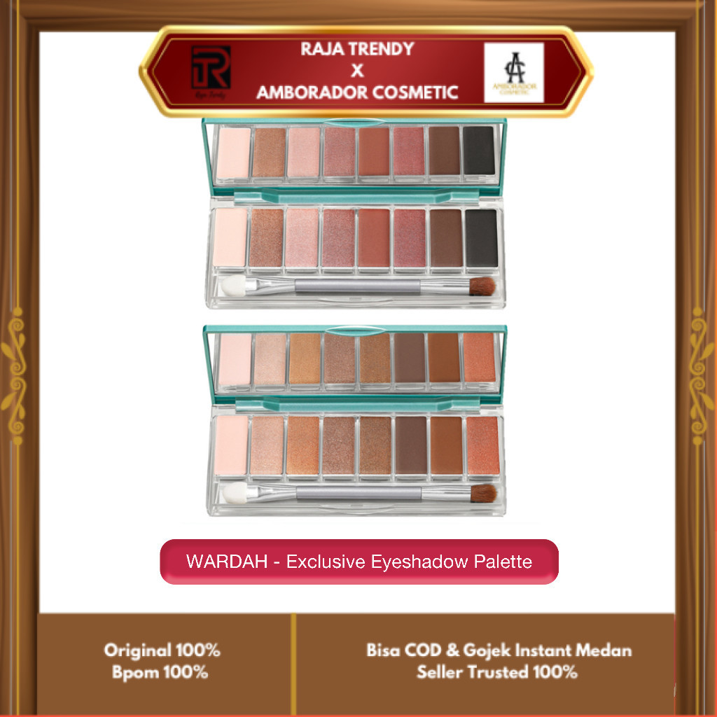 WARDAH - EXCLUSIVE EYESHADOW PALETTE ( 10 g ) - Eye Shadow Palet 9 Warna Pigmented Tahan Lama Mudah 