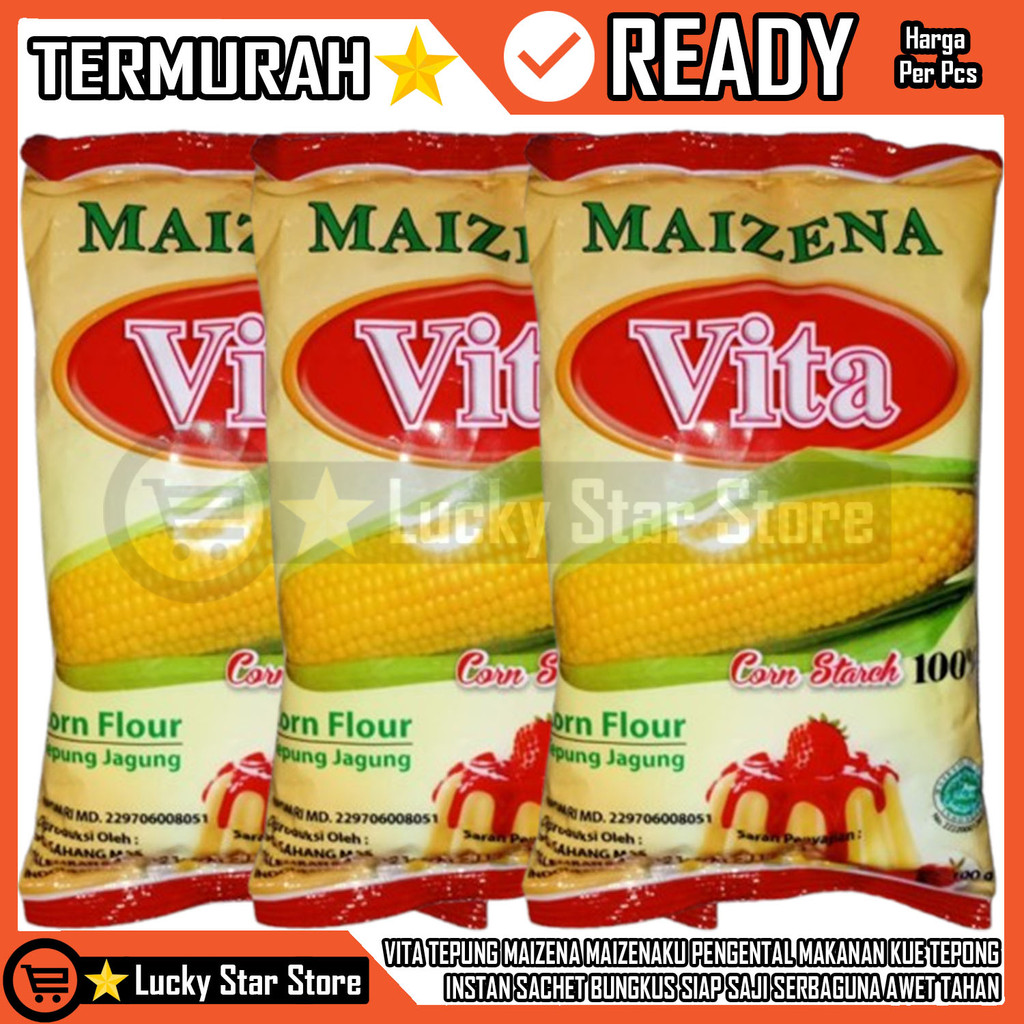 

Vita Tepung Bubuk Instan Maizena Pati Jagung Corn Starch Ukuran Uk 100Gram 100 G Pengental Makanan Kue Kering Puding Adonan Gorengan Tepong Pita Maijena Maize Maizenaku Sachet Powder Campuran INI Bahan Adonan Flour