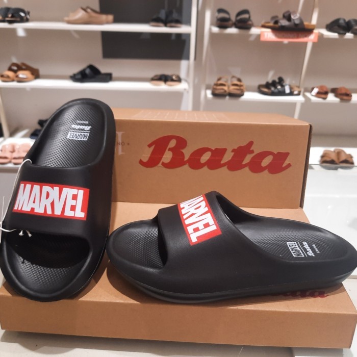 Bata marvel sandal slop karet anak pria ringan 461-6050 - Hitam, 40