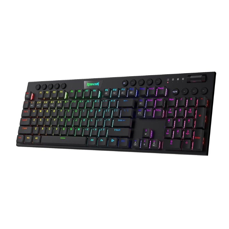 

Redragon K618 Horus Wireless RGB Mechanical Keyboard, Bluetooth/2.4Ghz/Wired Low Profile Gaming Keyboards, Brown/Blue Switch