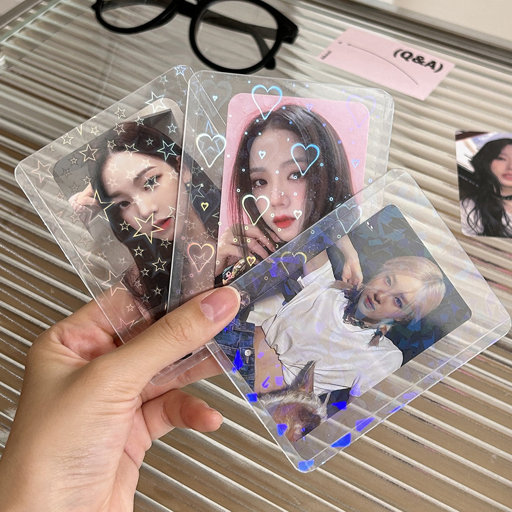 

5Pcs Kpop Photocard Toploader Love Heart Star Photo Sleeves Idol Photo Cards Protective Case Clear Anti-scratch Card Holder