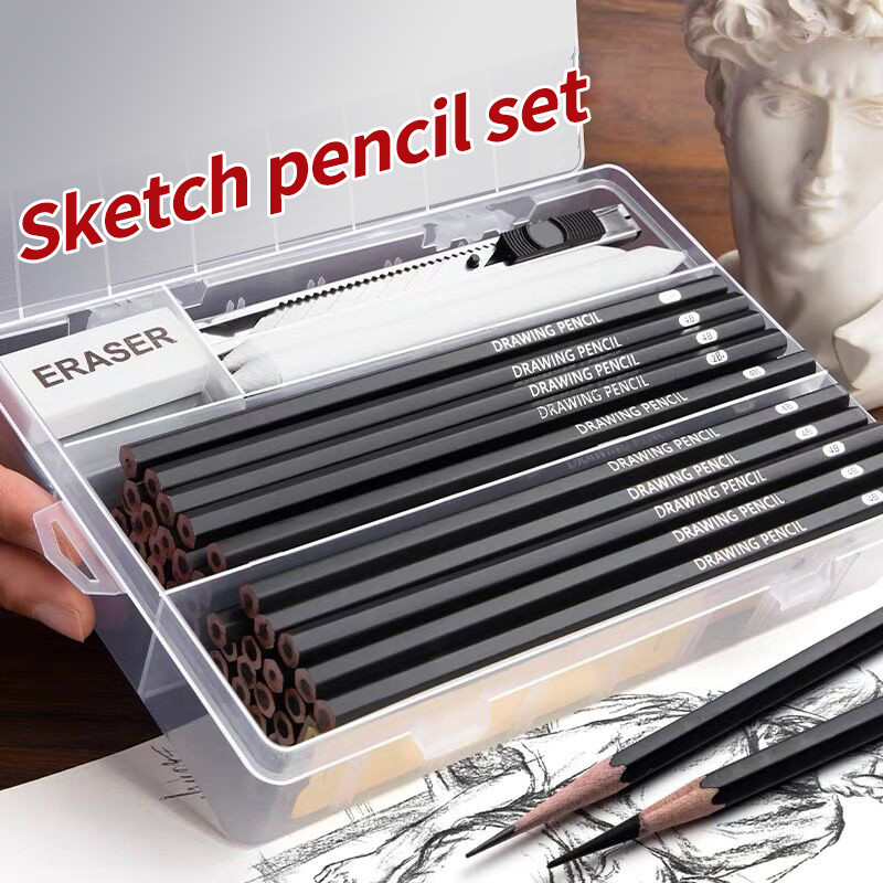 

27/38/47Pcs/set Pencil Sketch Pen Box Set Drawing Pencil Set Art Supplies School Supplies Stationary