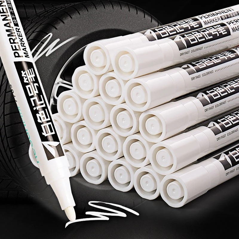 

Permanent Oily White Markers Pens Waterproof Tire Painting Graffiti Environmental Gel Pen Notebook Drawing Supplie