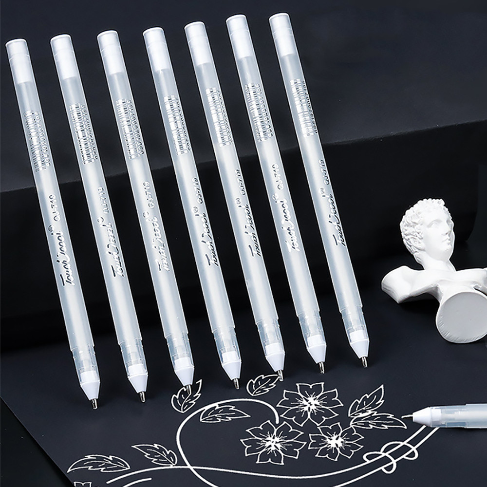 

New 5 PCS White Manga Marker Pens Set 0.8mm Permanent Ink Scrapbook Tire Pen Waterproof School Supplies Stationery Art Brush Pen