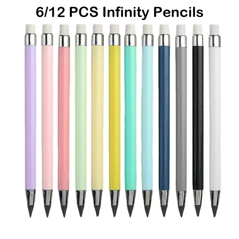 

6/12 PCS Infinity Pencils No Sharpening Eternity Pencils No Ink Kawaii Unlimited Pens Art Supplies Office School Stationery Nib