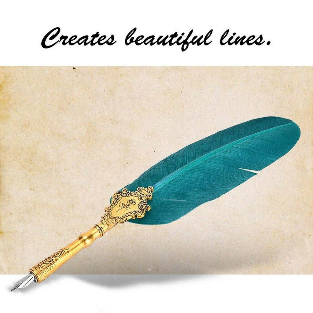 

1 set Feather Pen Writing Calligraphy Metal Quill Dip Pen 5 Nibs