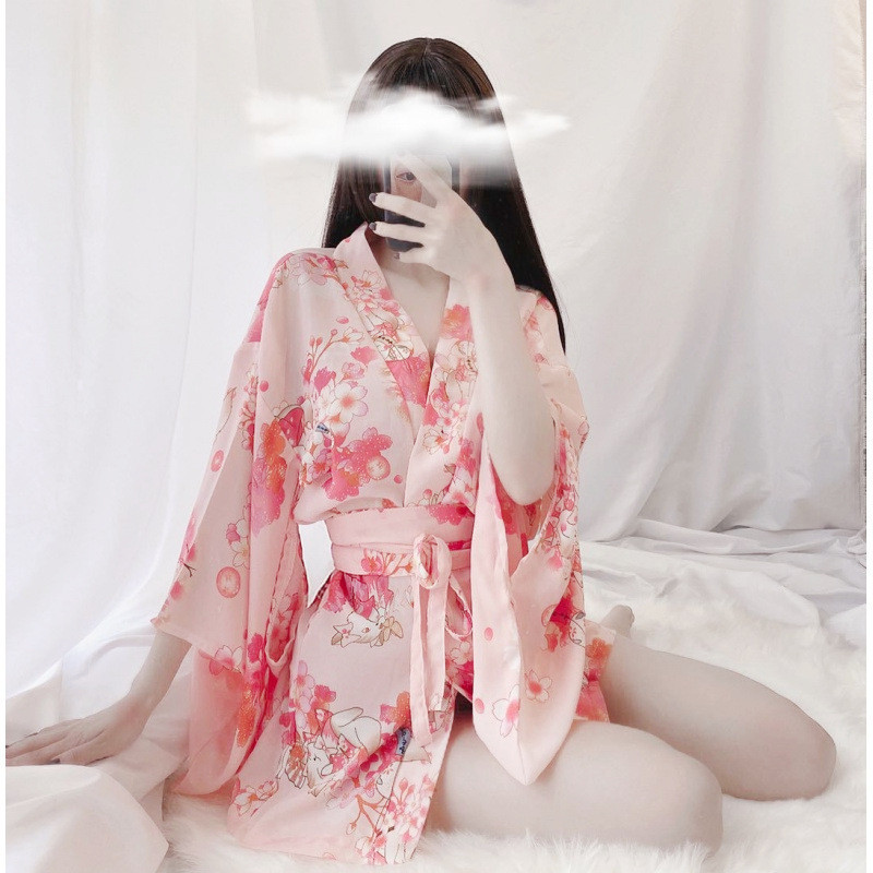 Japanese Kimono Sexy Lingerie Cosplay Outfit for Women Traditional Style Robe Yukata Costumes Pajama