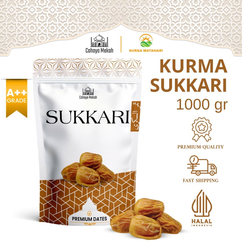 

Cahaya Mekah Kurma Sukkari 1Kg Pouch Premium Original High Quality