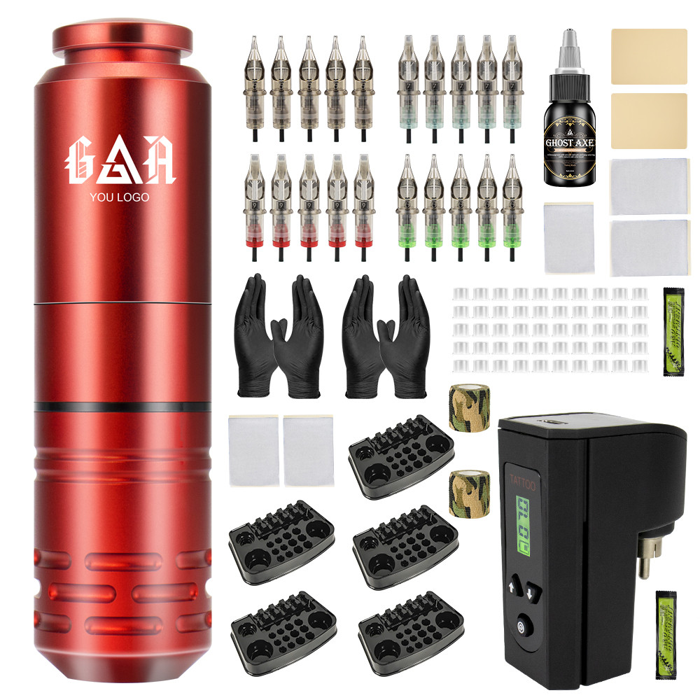 

Professional Wireless Tattoo Machine Kits Complete Tattoo Accessories with Tattoo Needles Ink Power Motor Mirror Tattoo Pen Set