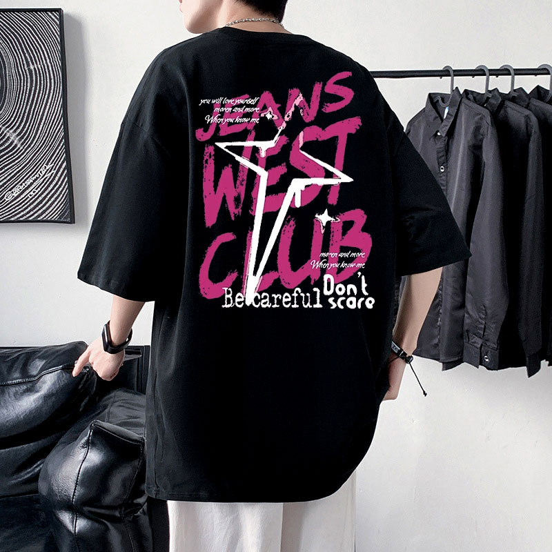 JEANS WEST CLUB T Shirt Pria Hitam   Bahan Carton Katun 24S Lengan Pendek T-shirt