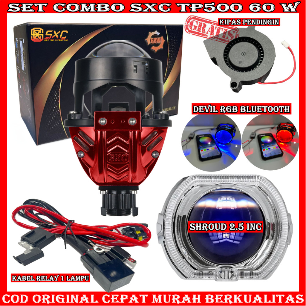 RamadhanSale! COMBO PAKET HEMAT BILED TP500 60 WATT BLUELENS ORIGINAL BILED SXC PAKETAN SET MOTOR | 