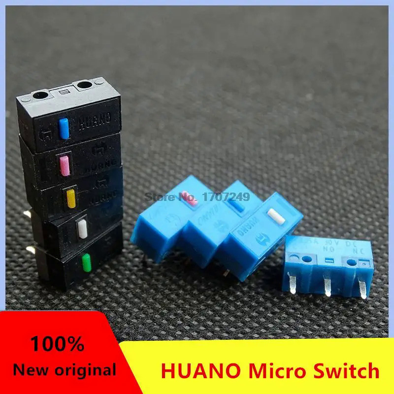 

(spot)2-5Pcs/lot HUANO Micro Switch Merah Kuning Pink Putih Biru Hijau Titik Biru Cangkang Pink Titik Tombol Perawatan Mouse 80 juta