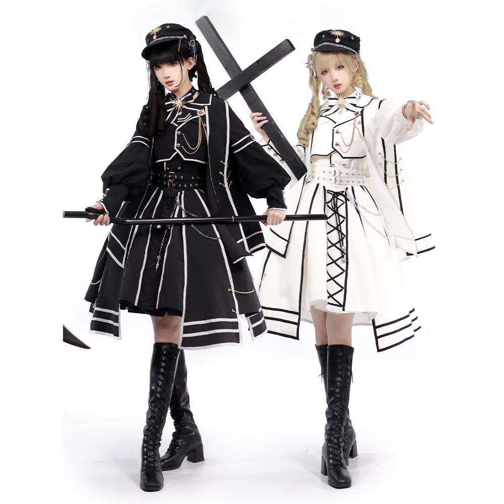 Original lolita Dress Verdict Army Lo Knight Style Dark Gothic cosplay Cool dress full set