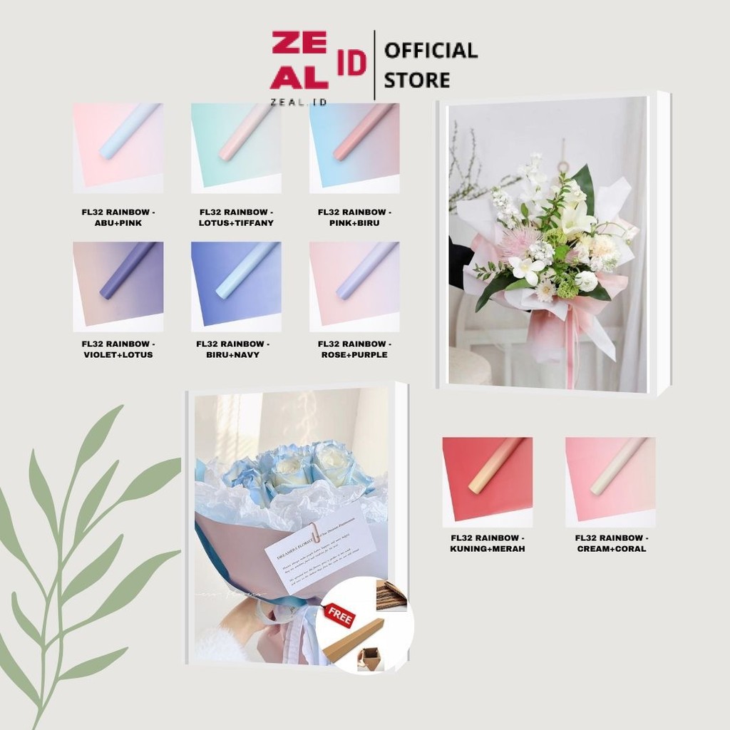 

ZEAL-ID - (5 LEMBAR) - FL32 RAINBOW Kertas Bunga Paper Buket Motif Pelangi Transparan Florist Cellophane
