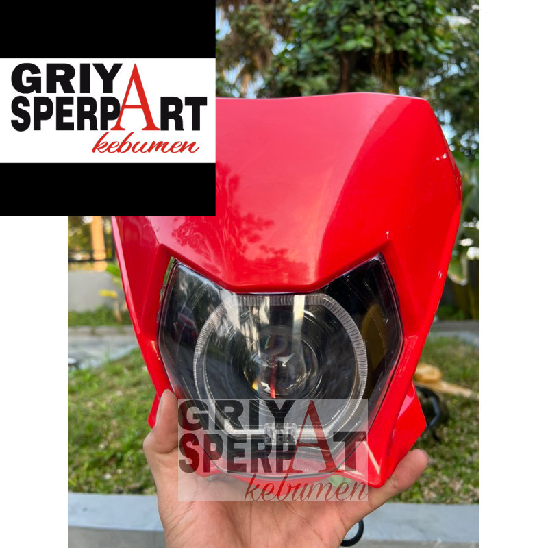 LAMPU DEPAN KLX BF DTRACKER SET BATOK MERAH COSTOME BILED