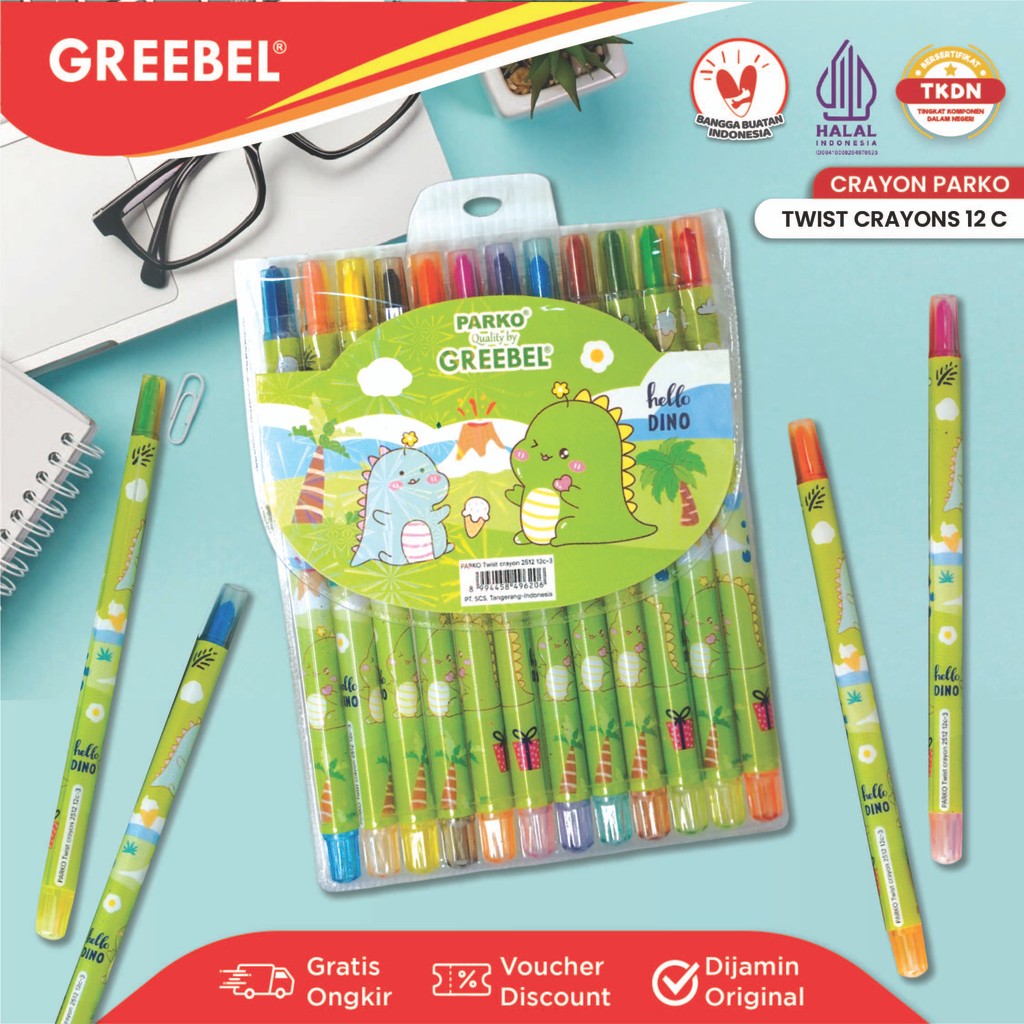 

PARKO Crayon Putar / Krayon Twist 12 Warna / Twist Crayon Greebel