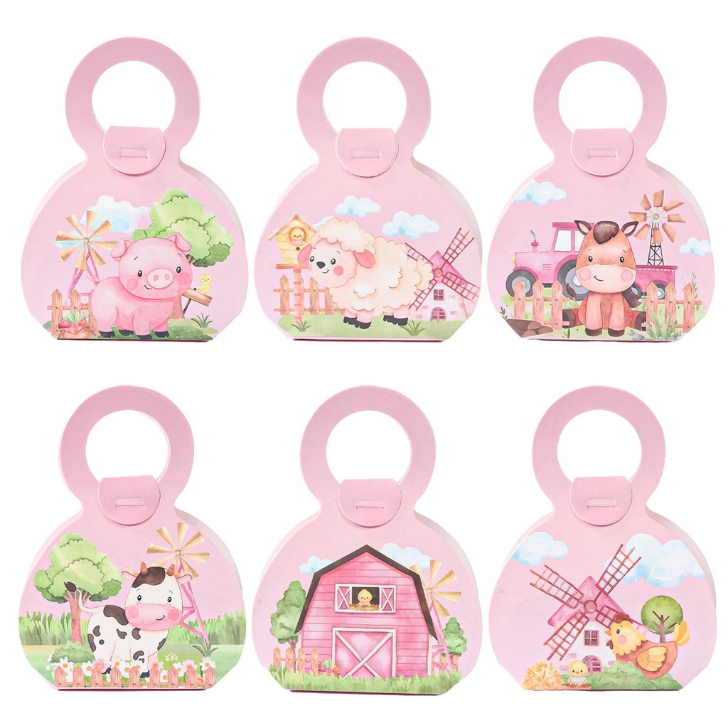 

12pcs Farm Animal Theme Party Gift Boxes Candy Boxes Farm Party Decor Baby Shower Kids Girls Birthday Wedding Party Supplies