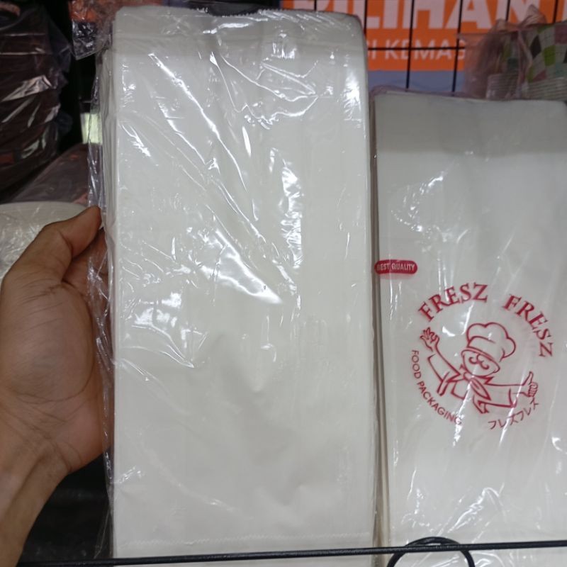 

( WHITE ) PAPER BAG GORENGAN WARNA PUTIH POLOS MEREK FRESZ - FRESZ / PAPER GORENGAN / KANTONG GORENGAN / KANTONG MAKANAN