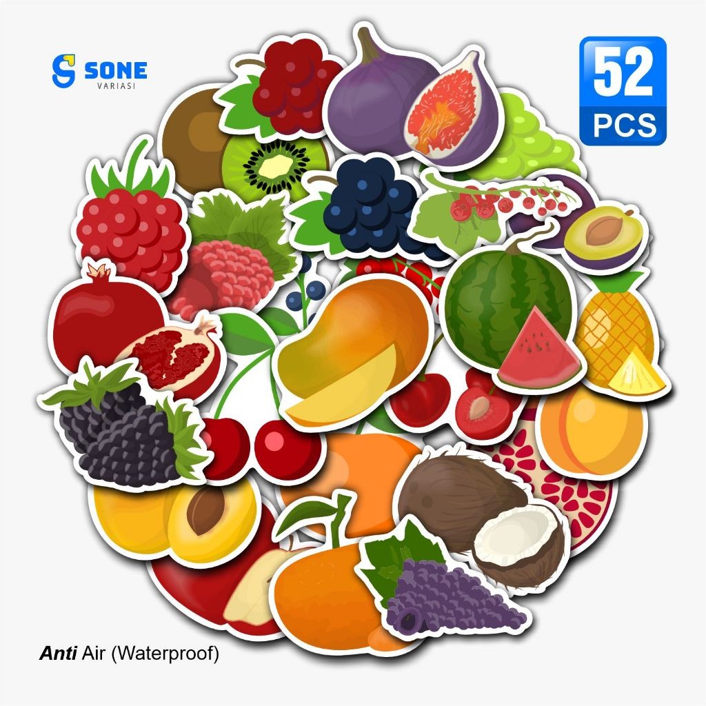 

Sticker Pack Buah Aesthetic Paper Vinyl Waterproof Dekorasi Stiker Laptop Buku Journal Koper