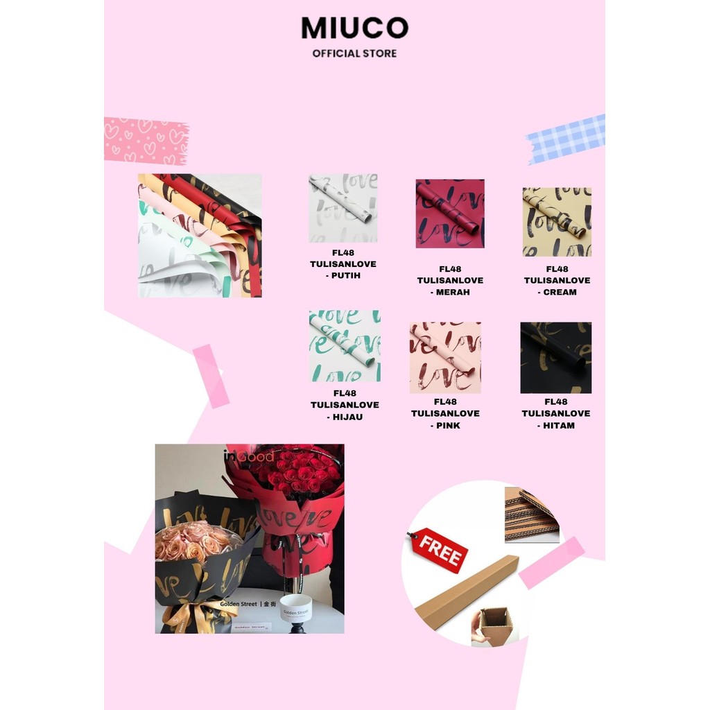 

Zenith - FL48 TULISAN LOVE Kertas Bunga Paper Buket Motif Cellophane