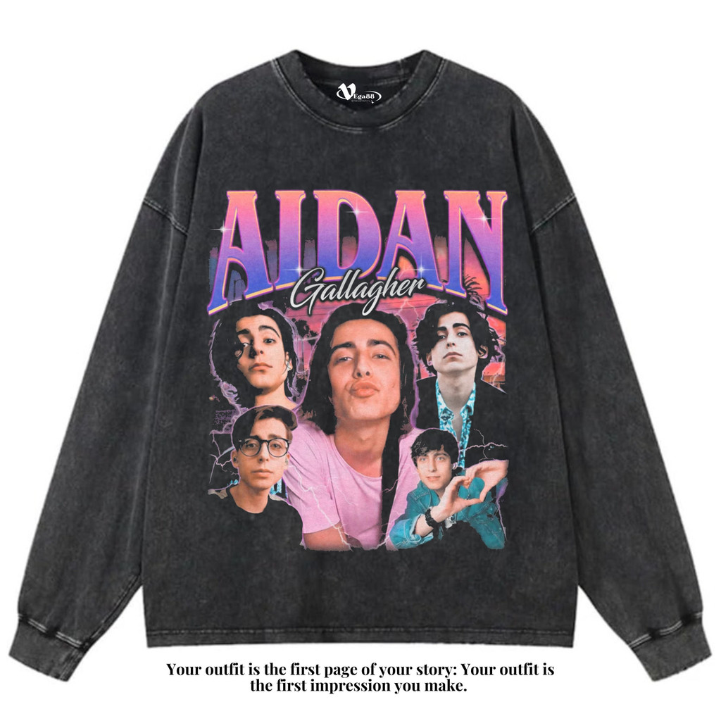 VEGA88 *Aidan gallagher* Kaos oversize longsleeve | t-shirt oversized | kaos washed | washing | vint