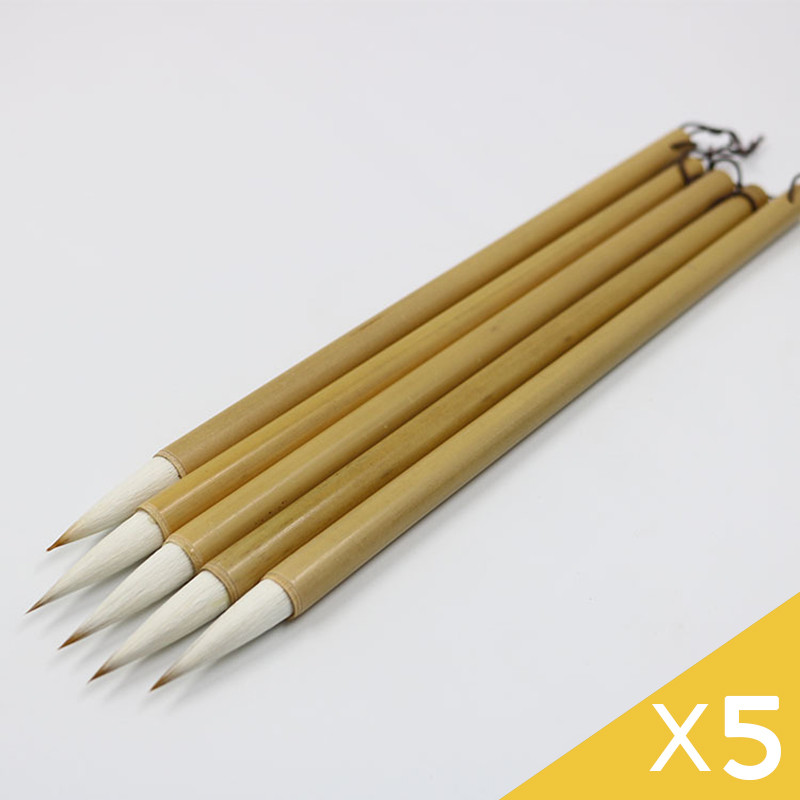 

5 Pcs Bamboo ZhongKai Calligraphy Brush Pen Woolen Chinese Painting Brush Soft Hair Medium Regular Script Writing Brush