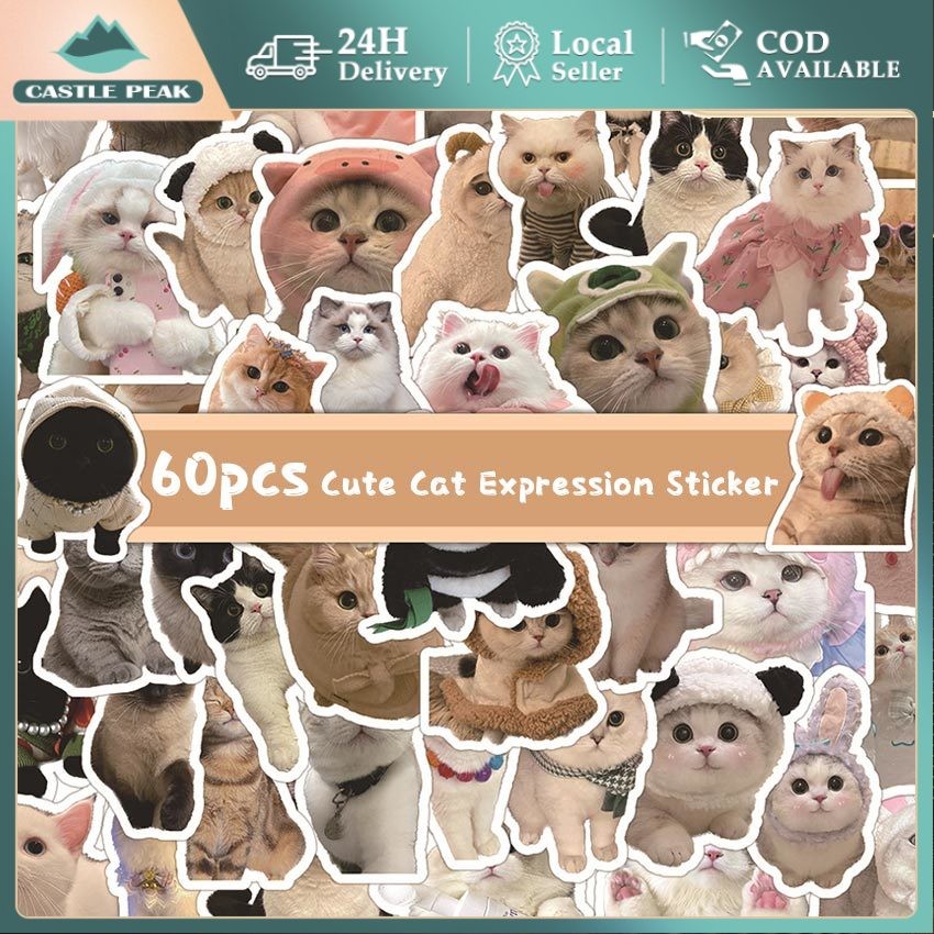 

Sticker Pack Kucing Meme Aesthetic 60PCS - untuk HP/Helm Motor/Dinding Kamar