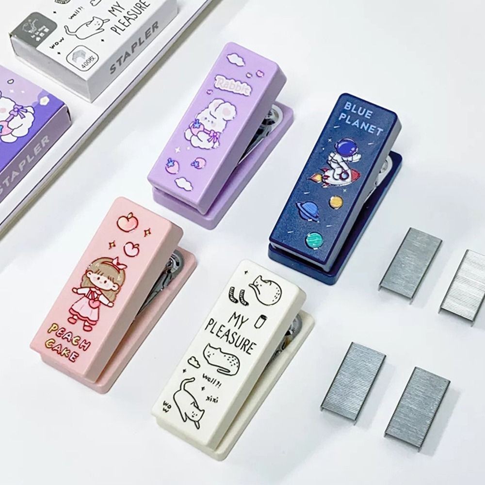 

Mini Stapler Set with Staples Cute Cartoon Paper Binder Stationery Office Binding Tools School Supplies
