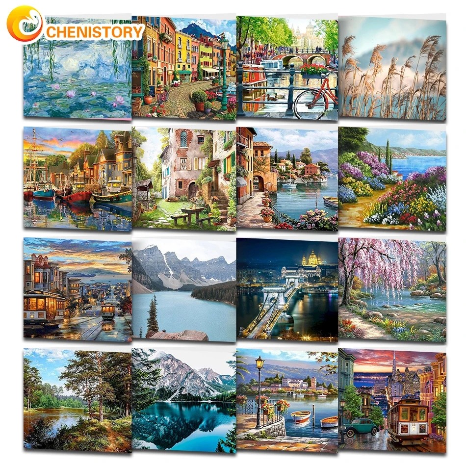 

PhotoCustom Paintings By Number Kit Landscape Paint Canvas Picture Oil Painting By Number HandPainted For Adults Home Decor New