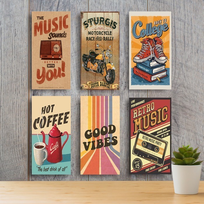 Gambar hiasan dinding walldecor poster retro jadul pakangan kopi coffee cafe
