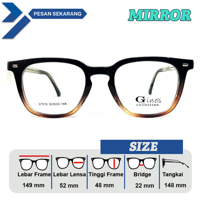 FRAME KACAMATA PRIA / WANITA 37076 SIZE 52 LEBAR FRAME 149 KOTAK LEBAR