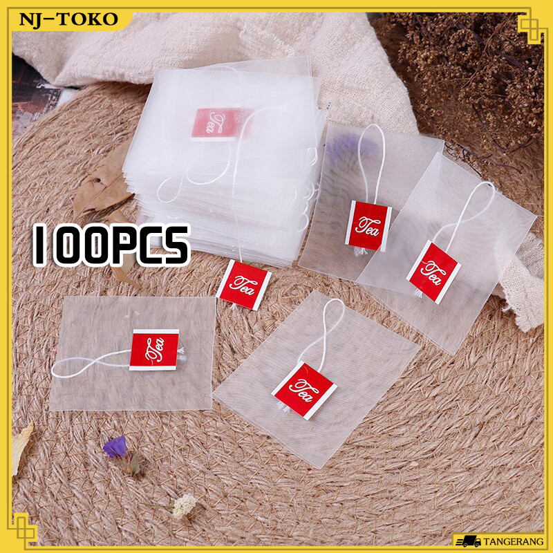 100 PCS Kantung Teh Celup Kosong Makanan-Grade Bungkus Teh Celup Kosong Disposable Kantong Teh Celup