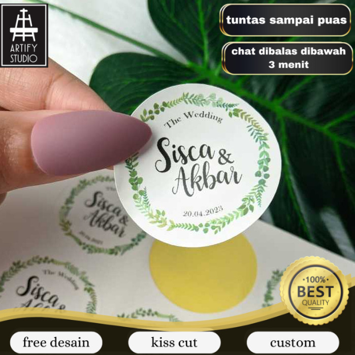 

Artify Print Stiker Wedding Souvenir Cetak Label Sticker Custom Ucapan Nikah Bulat Chromo