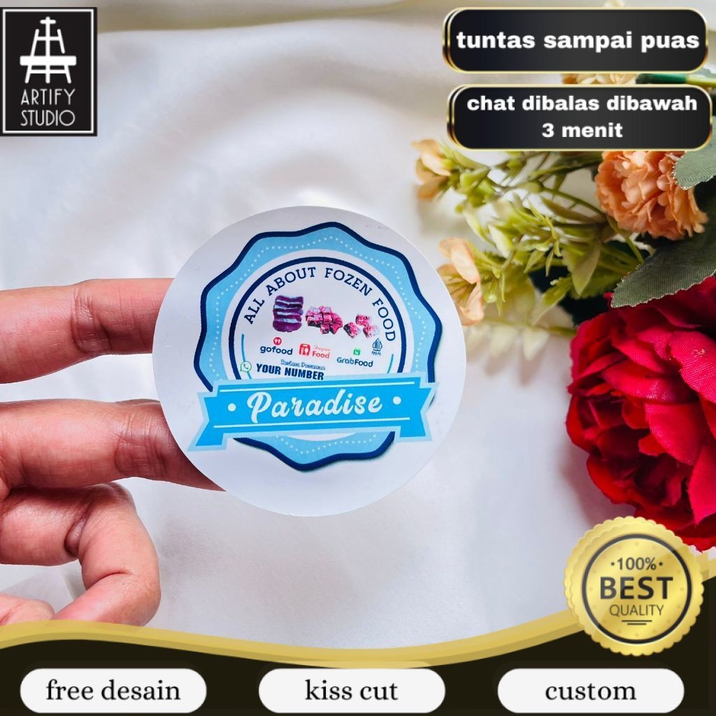 

Artify Cetak Stiker Vinyl Frozen Food Sticker Makanan Beku Basah Anti Air Free Desain Custom Nama