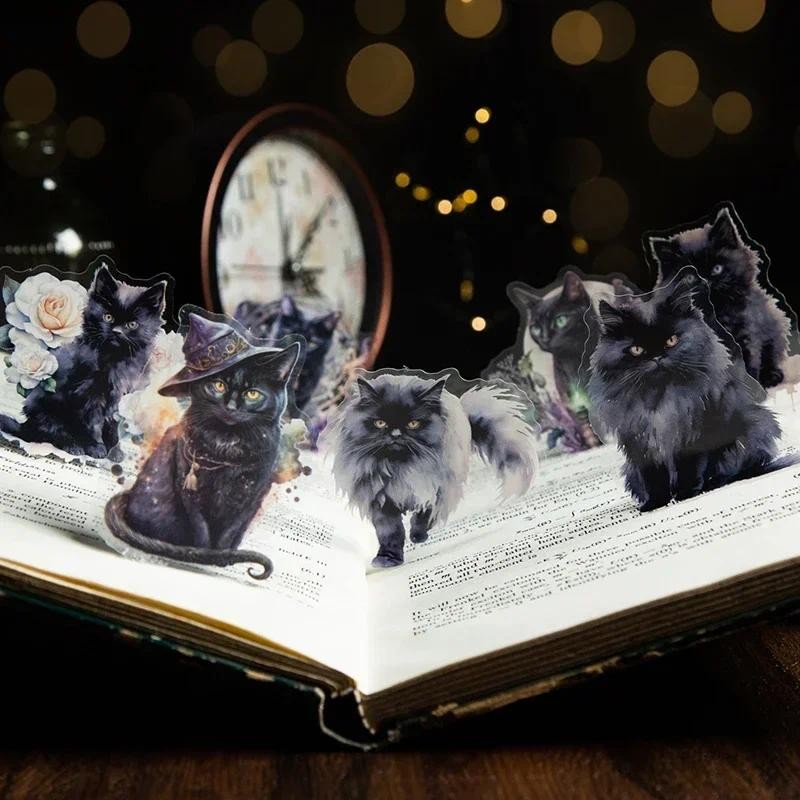 

20pcs/pack Black Cat PET Stickers Pack Collage Photo Album DIY Scrapbook Decor Junk Journal Vintage Sticker Stationery