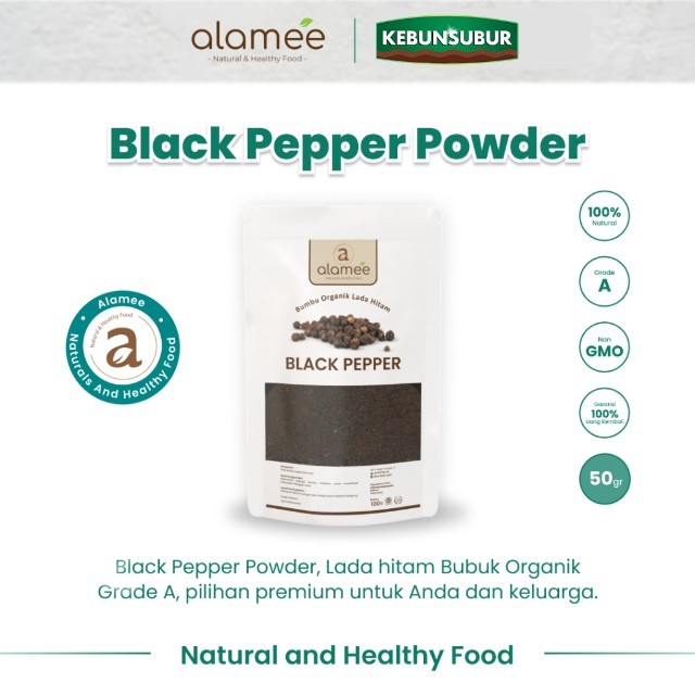 

ALAMEE Lada Hitam Bubuk Black Pepper Powder Bumbu Dapur Instan Blackpepper 50 Gram Organik Kebunsubur