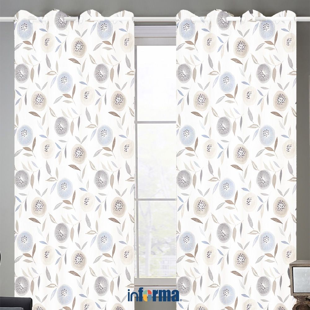 Informa 140x250 cm Set 2 pcs Serena Gorden Microfiber - Abu-Abu Tirai Kerai Hordeng Kain Penghalang 